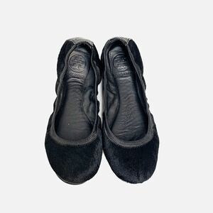 Tory Burch Eddie w/Binding- Haircalf/Mestico in Black Ballet Flats Women’s 6.5 M